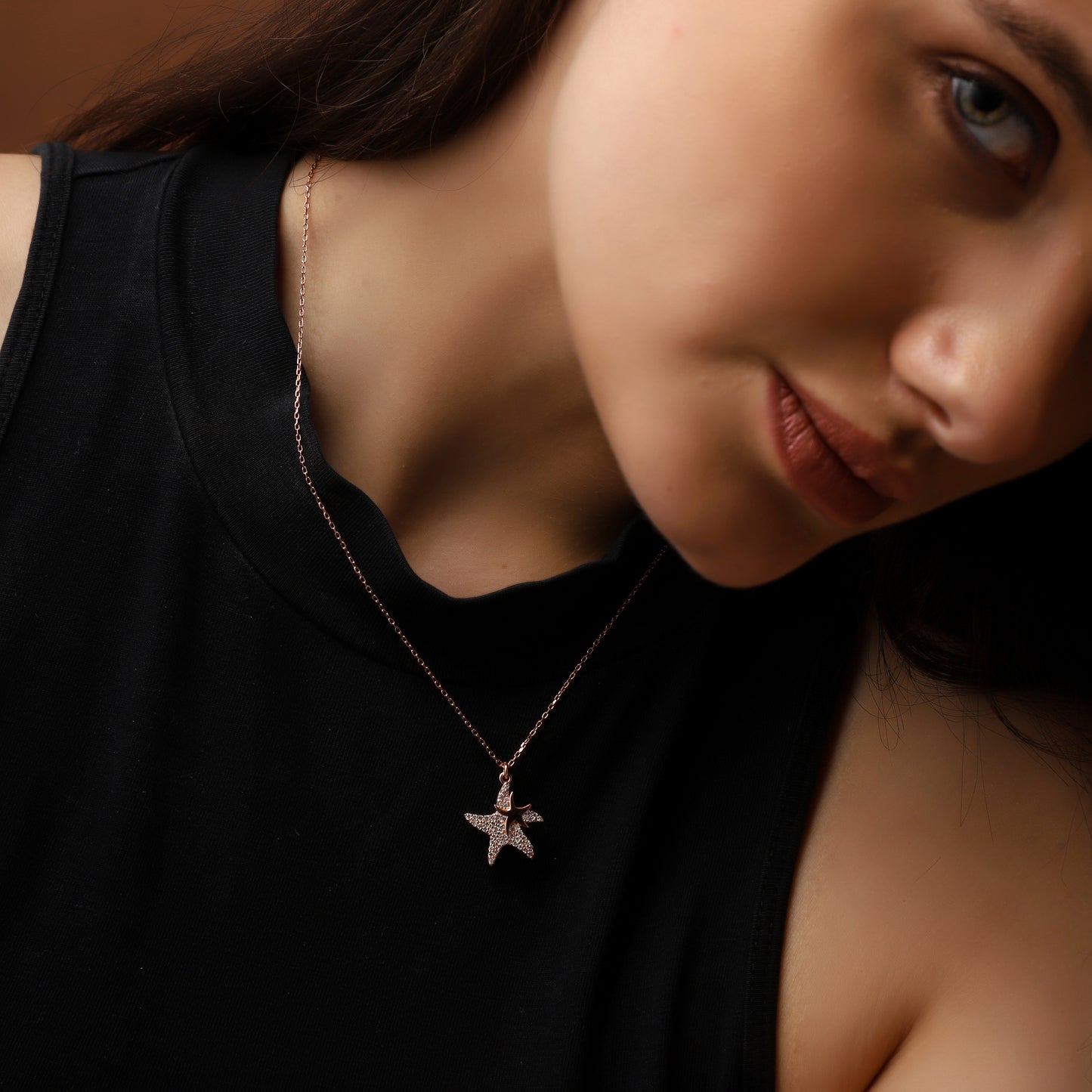 Rose Gold Plated Star-Fish Locket With Chain